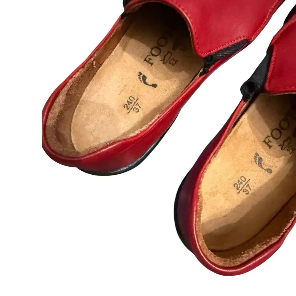 Footprints by Birkenstock Red Leather Slip On Loafers Shoes Womens 37 US 6.5